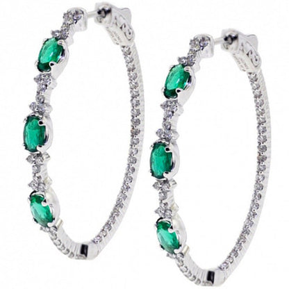 Green Zircon Big Circle Earrings-Jewearrings