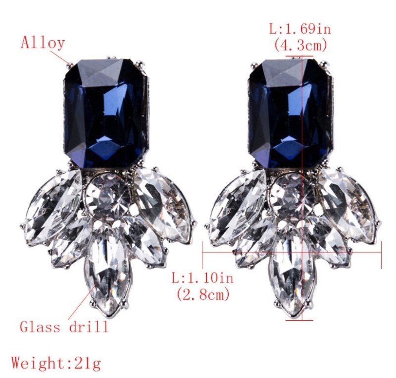 H20 Fashion Jewelry Black Blue Crystal Rhinestone Drop Earrings Red Flower Dangle Earrings Women Luxury Wedding Jewelry-Jewearrings