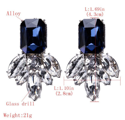 H20 Fashion Jewelry Black Blue Crystal Rhinestone Drop Earrings Red Flower Dangle Earrings Women Luxury Wedding Jewelry-Jewearrings