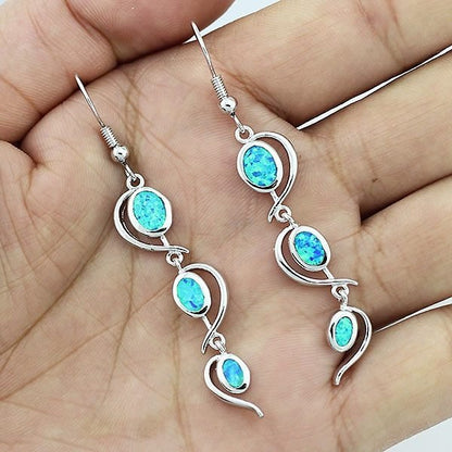 HAIMIS Hot Sale Blue Fire Opal For Women Fashion Jewelry Earrings - Heart Free Gift Box-Jewearrings