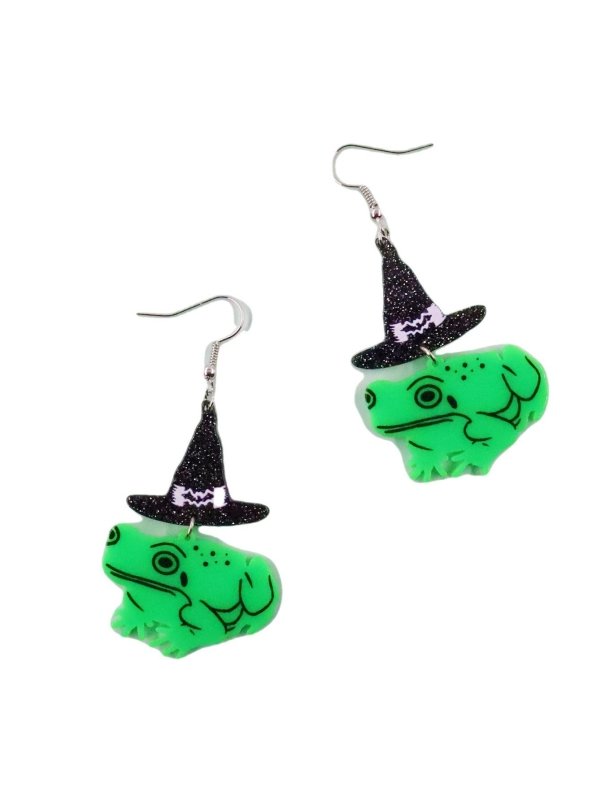 Halloween Acrylic Print Earrings Wizard Hat-Jewearrings