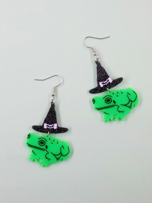 Halloween Acrylic Print Earrings Wizard Hat-Jewearrings