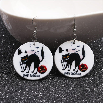 Halloween Black Cat Pumpkin Earrings Ghost Festival-Jewearrings