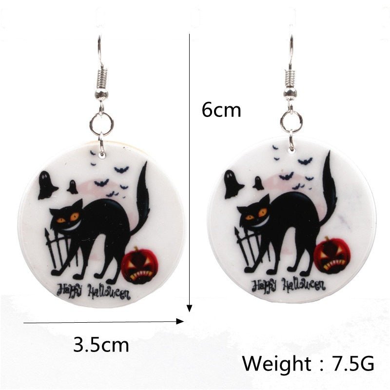 Halloween Black Cat Pumpkin Earrings Ghost Festival-Jewearrings