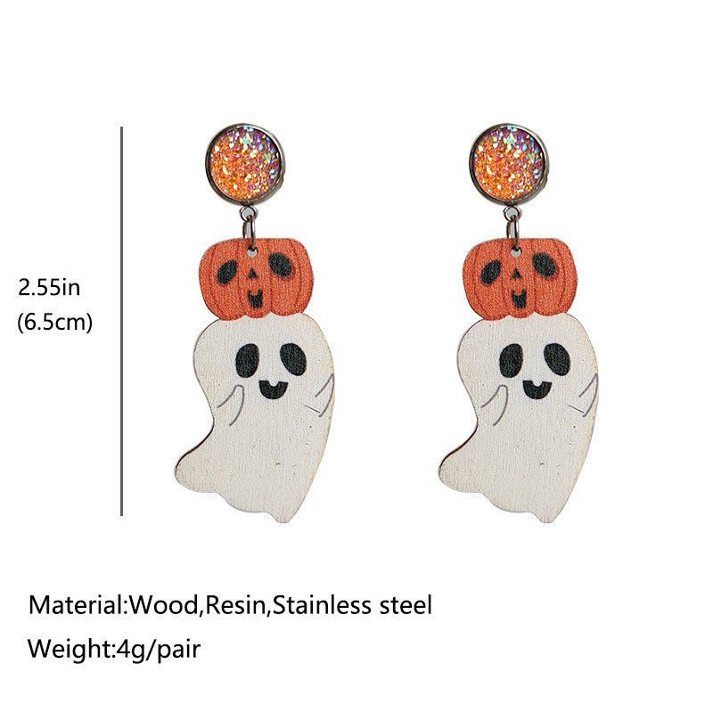 Halloween Cute Pumpkin Earrings Reading Ghost Bow-Jewearrings