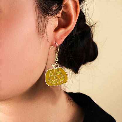 Halloween Earrings Cute Pumpkin Spooky Oil Drip Alloy Earrings Jewelry-Jewearrings