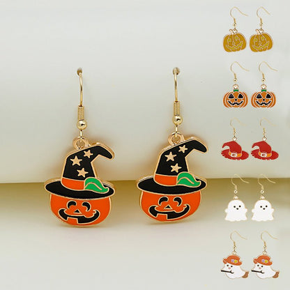 Halloween Earrings Cute Pumpkin Spooky Oil Drip Alloy Earrings Jewelry-Jewearrings