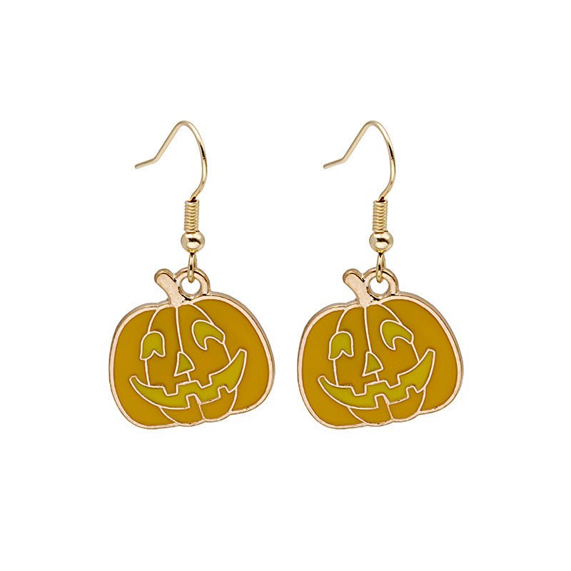 Halloween Earrings Cute Pumpkin Spooky Oil Drip Alloy Earrings Jewelry-Jewearrings