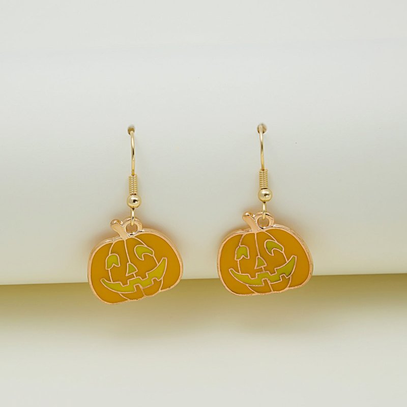 Halloween Earrings Cute Pumpkin Spooky Oil Drip Alloy Earrings Jewelry-Jewearrings