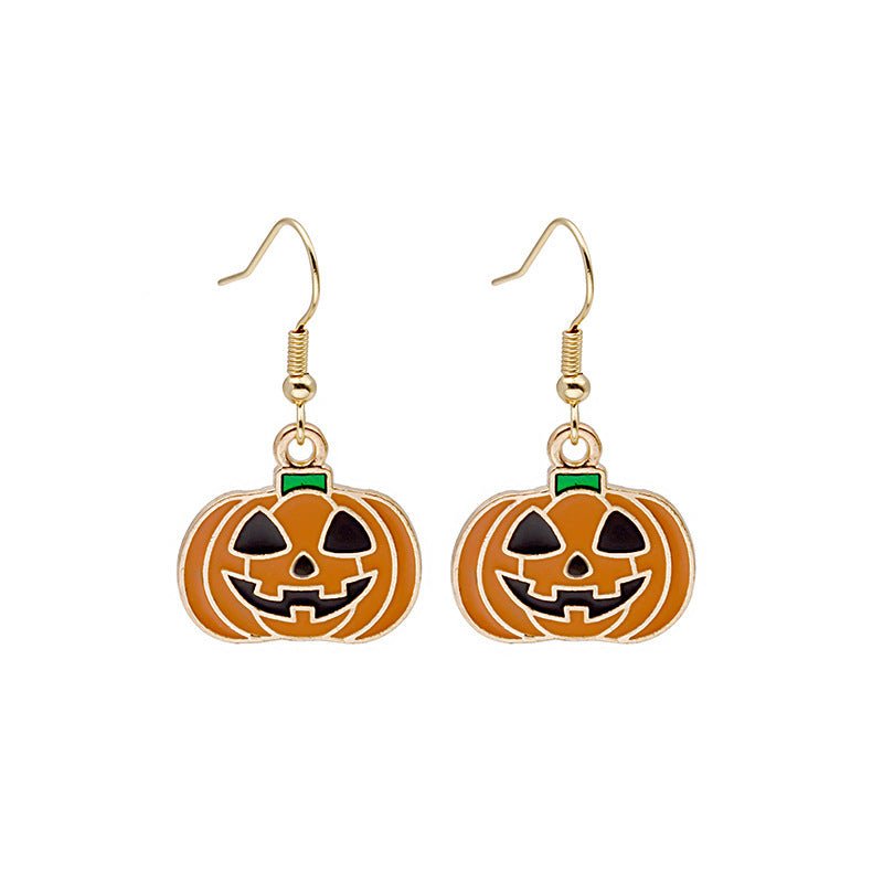 Halloween Earrings Cute Pumpkin Spooky Oil Drip Alloy Earrings Jewelry-Jewearrings