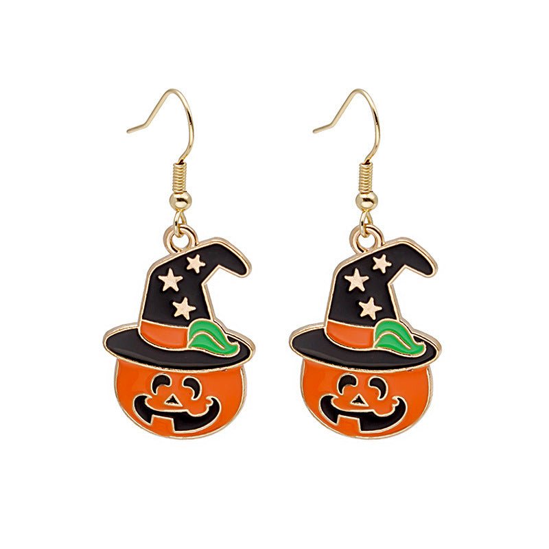 Halloween Earrings Cute Pumpkin Spooky Oil Drip Alloy Earrings Jewelry-Jewearrings