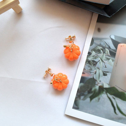 Halloween Fun Three-dimensional Pumpkin Earrings-Jewearrings