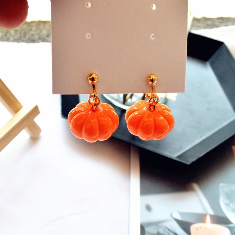 Halloween Fun Three-dimensional Pumpkin Earrings-Jewearrings