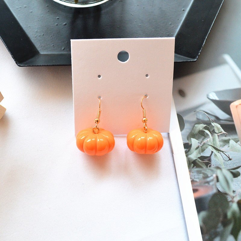 Halloween Fun Three-dimensional Pumpkin Earrings-Jewearrings