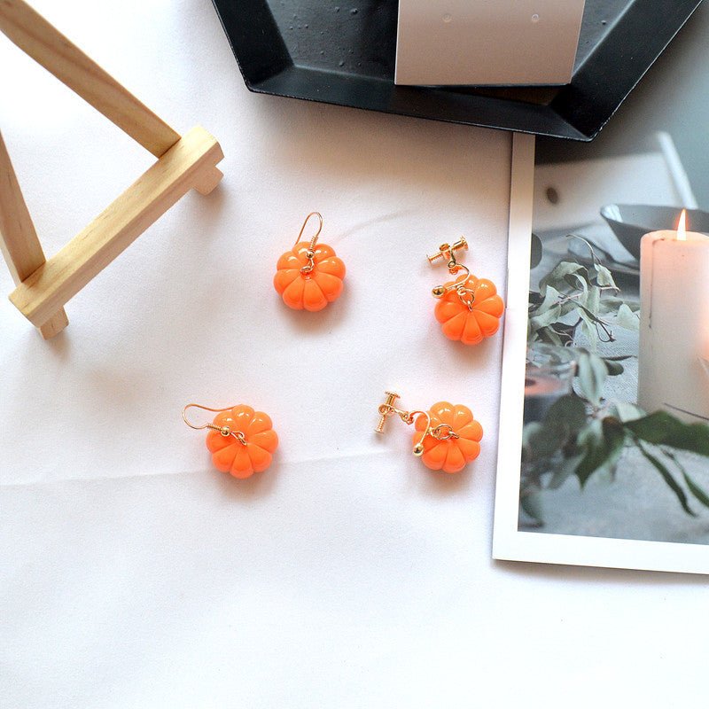 Halloween Fun Three-dimensional Pumpkin Earrings-Jewearrings