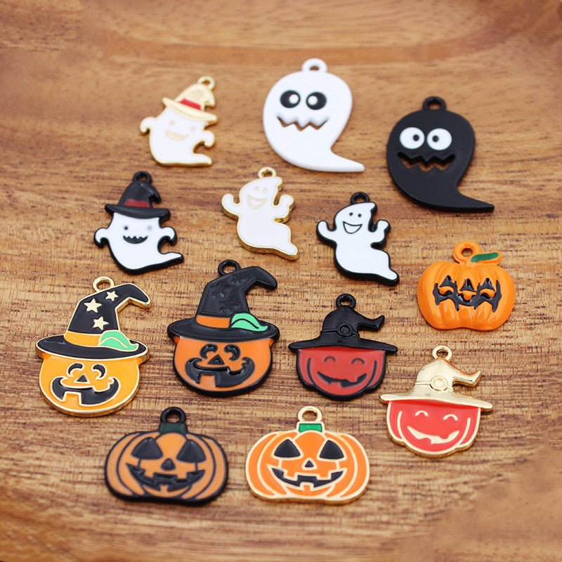 Halloween Ghost Pumpkin Head Shaped Alloy Drip Earrings Pendant-Jewearrings