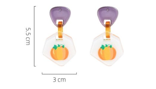 Halloween Pumpkin Earrings Color Printing Acrylic Board Jewelry-Jewearrings