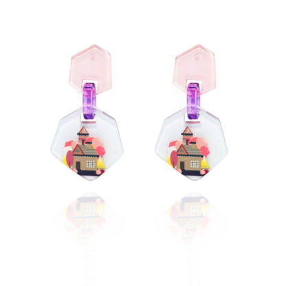 Halloween Pumpkin Earrings Color Printing Acrylic Board Jewelry-Jewearrings