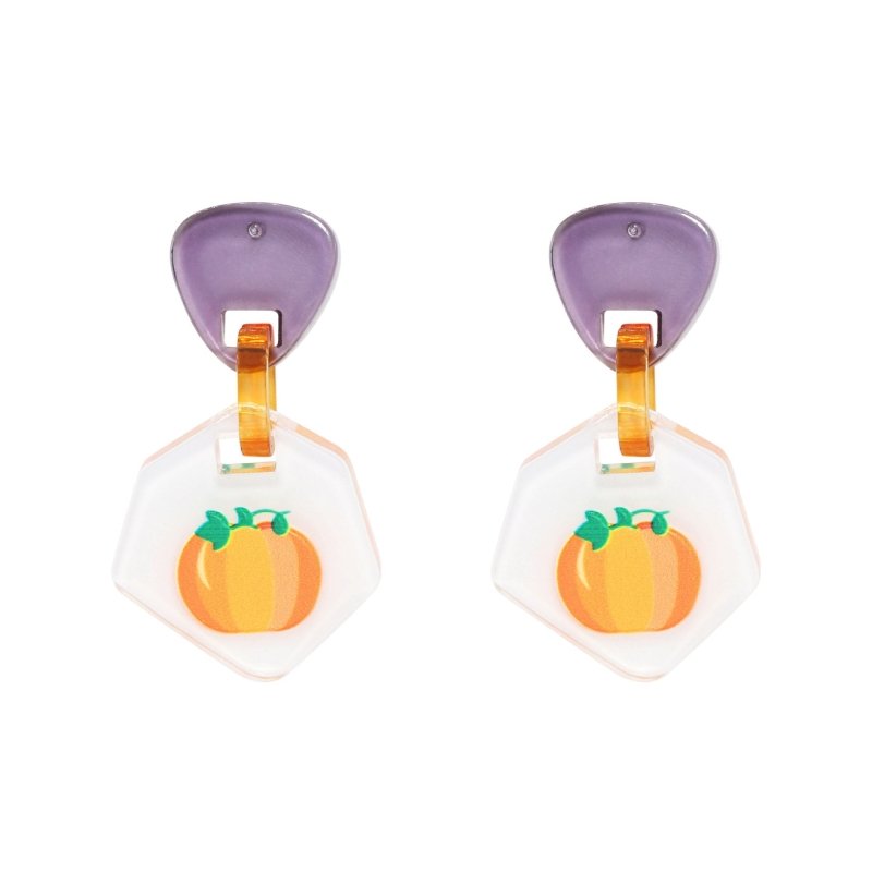 Halloween Pumpkin Earrings Color Printing Acrylic Board Jewelry-Jewearrings