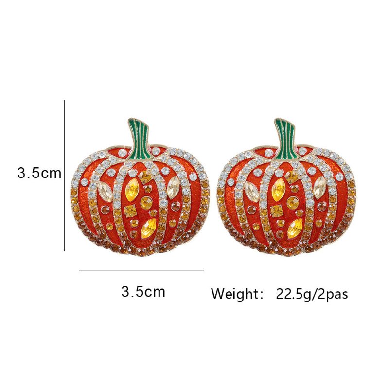 Halloween Pumpkin Earrings Fun Smiley Face Diamond Fashion Stud Earrings-Jewearrings