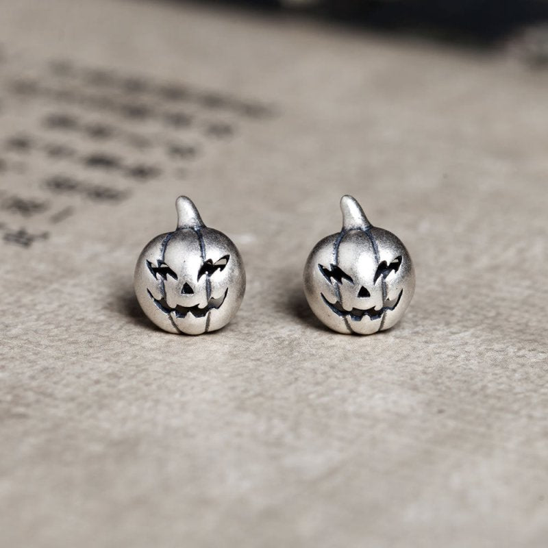 Halloween Pumpkin Head Stud Earrings-Jewearrings