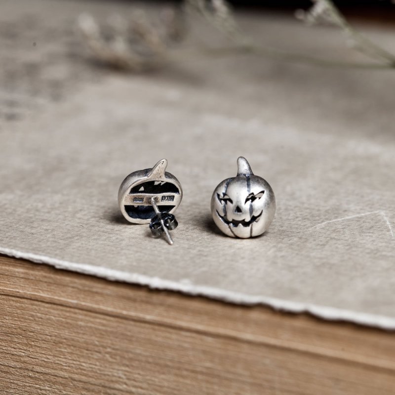 Halloween Pumpkin Head Stud Earrings-Jewearrings