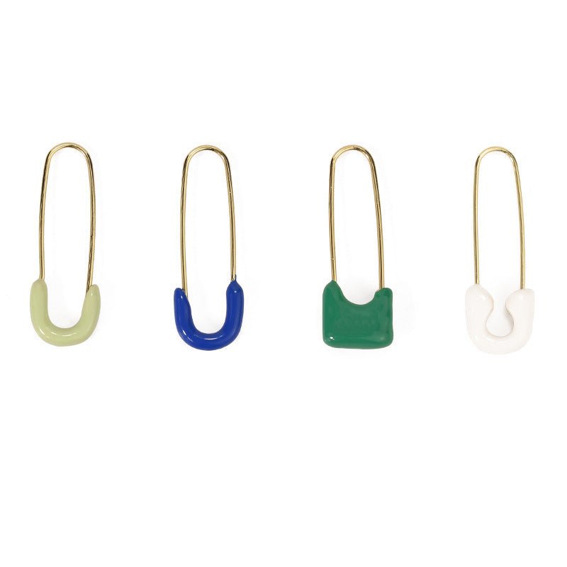 Hand-Drip Brass Gold Plated Paper Clip Earrings-Jewearrings