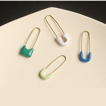 Hand-Drip Brass Gold Plated Paper Clip Earrings-Jewearrings