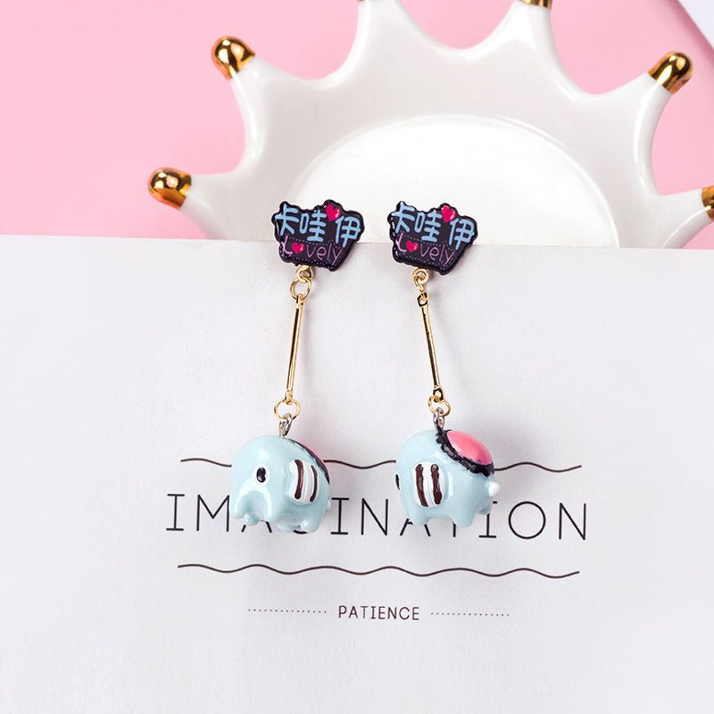 Handmade Acrylic Children'S Fun Animal Long Earrings-Jewearrings