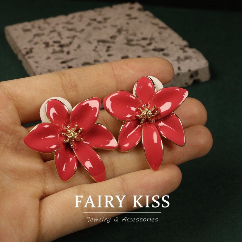 Handmade Enamel Flower Refined Grace Stud Earrings-Jewearrings