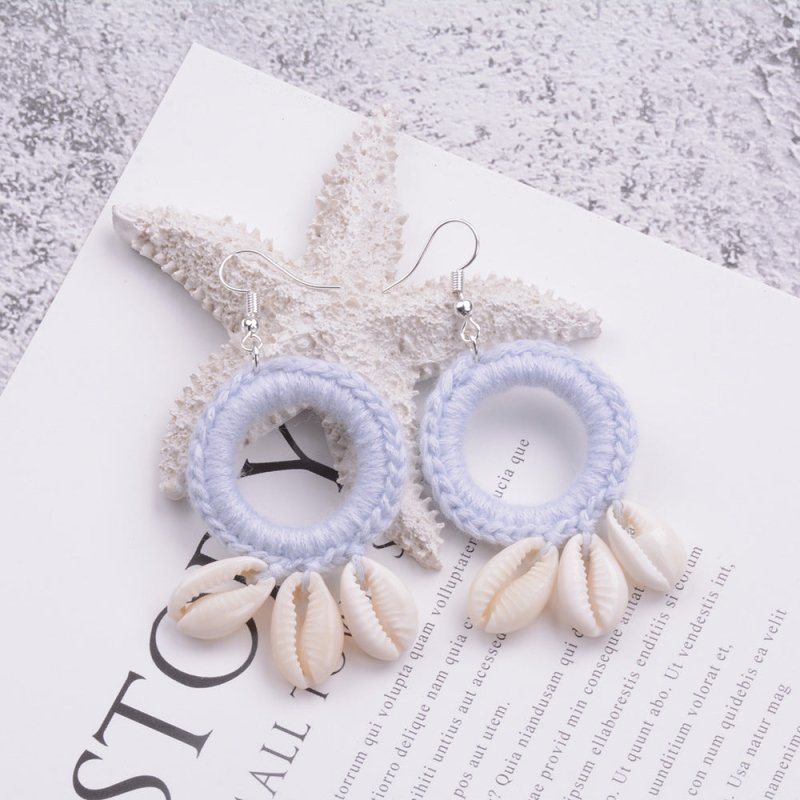 Handmade Ethnic Style Retro Braided Shell Earrings-Jewearrings