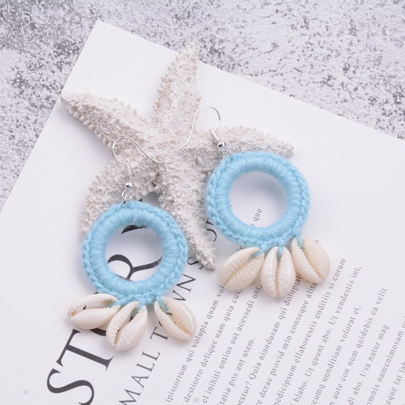 Handmade Ethnic Style Retro Braided Shell Earrings-Jewearrings