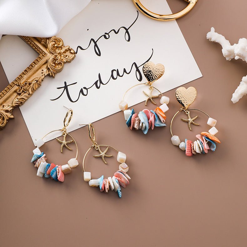 Handmade irregular shell string earrings-Jewearrings