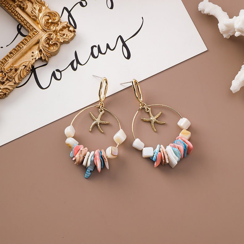 Handmade irregular shell string earrings-Jewearrings