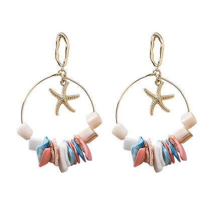 Handmade irregular shell string earrings-Jewearrings