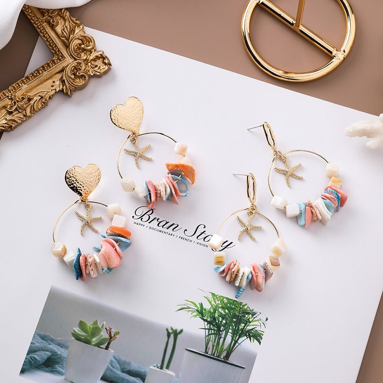 Handmade irregular shell string earrings-Jewearrings