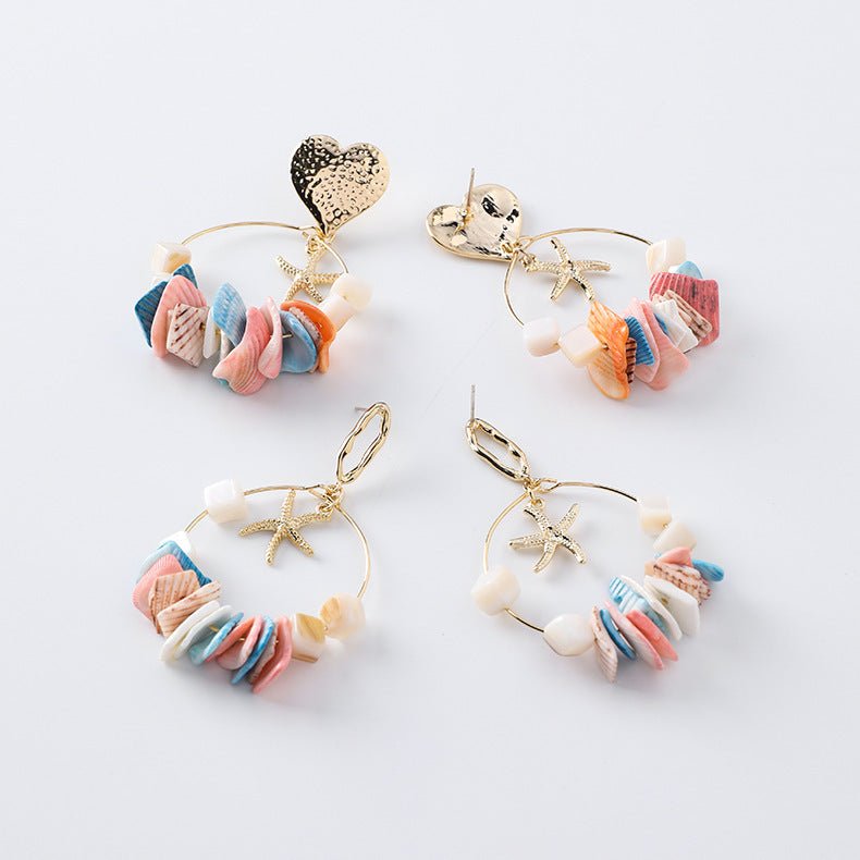 Handmade irregular shell string earrings-Jewearrings