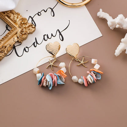 Handmade irregular shell string earrings-Jewearrings