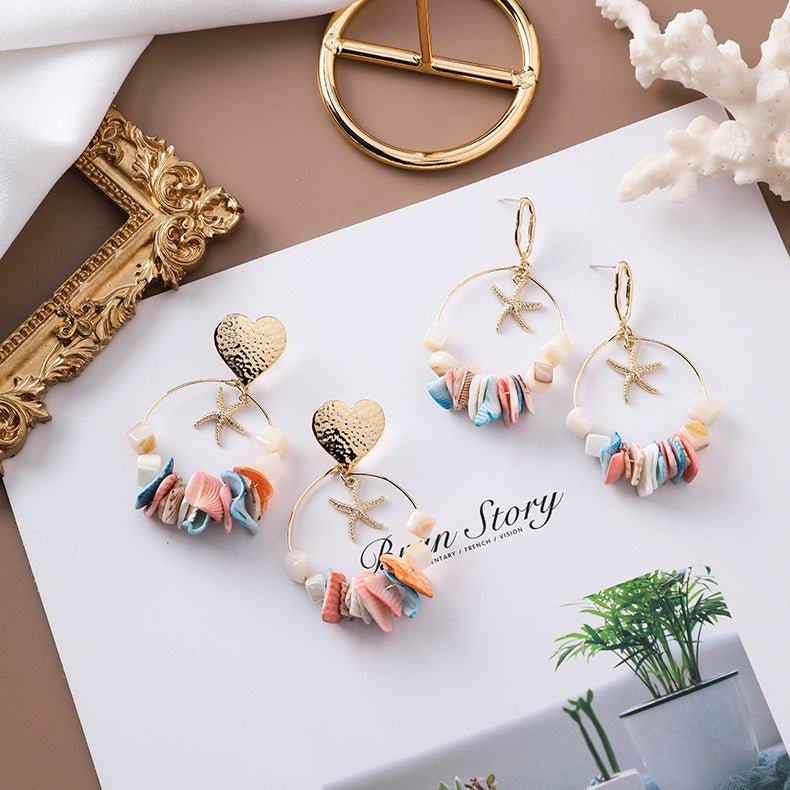 Handmade irregular shell string earrings-Jewearrings