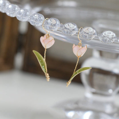 Handmade Tulip Vintage Flower Stud Earrings-Jewearrings