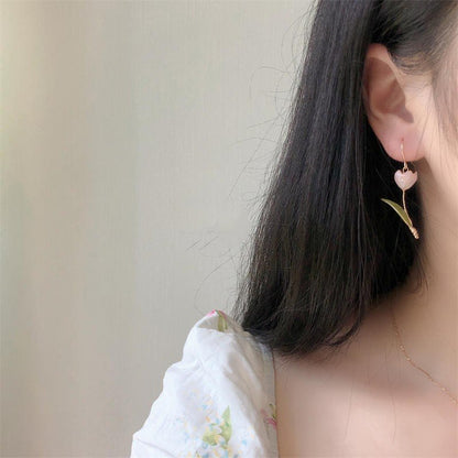 Handmade Tulip Vintage Flower Stud Earrings-Jewearrings