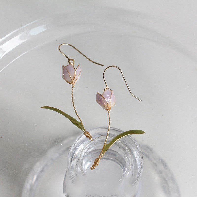 Handmade Tulip Vintage Flower Stud Earrings-Jewearrings