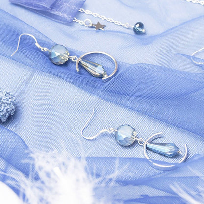 Haze blue fur ball earrings-Jewearrings