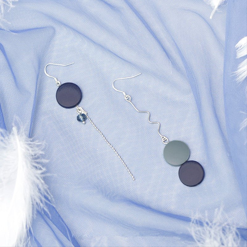 Haze blue fur ball earrings-Jewearrings