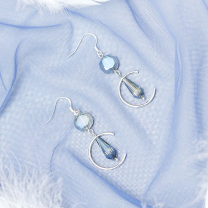 Haze blue fur ball earrings-Jewearrings