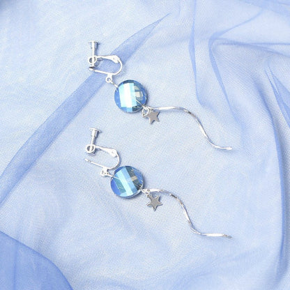 Haze blue fur ball earrings-Jewearrings