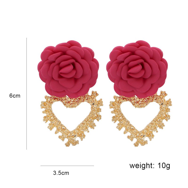 Heart Shaped Flower Stud Earrings-Jewearrings