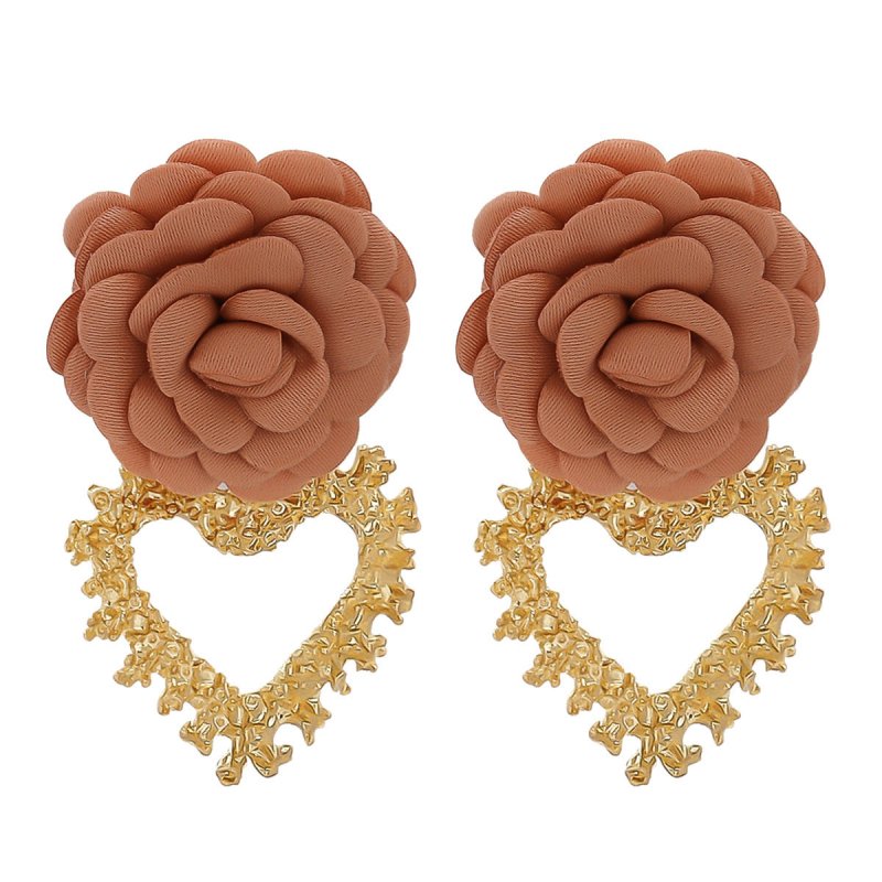 Heart Shaped Flower Stud Earrings-Jewearrings