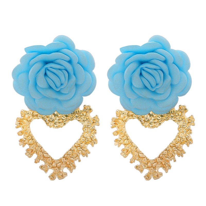 Heart Shaped Flower Stud Earrings-Jewearrings