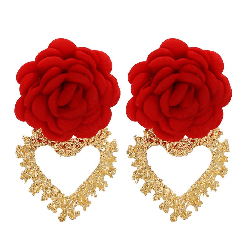 Heart Shaped Flower Stud Earrings-Jewearrings